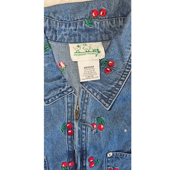 Vintage Quacker Factory Cherries Jacket Shirt Capri Jeans Denim Set Women MEDIUM - Picture 4 of 6